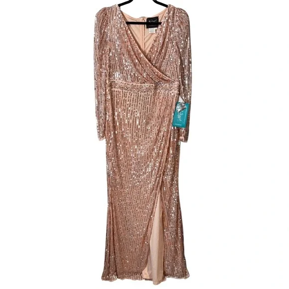 Mac Duggal Rose Gold Sequin Surplice Wrap Gown Size 12 Formal Evening Dress  NWT is available for purchase on au PAY Market - Imported Goods Online  Store Co.Ltd. | au PAY Market -